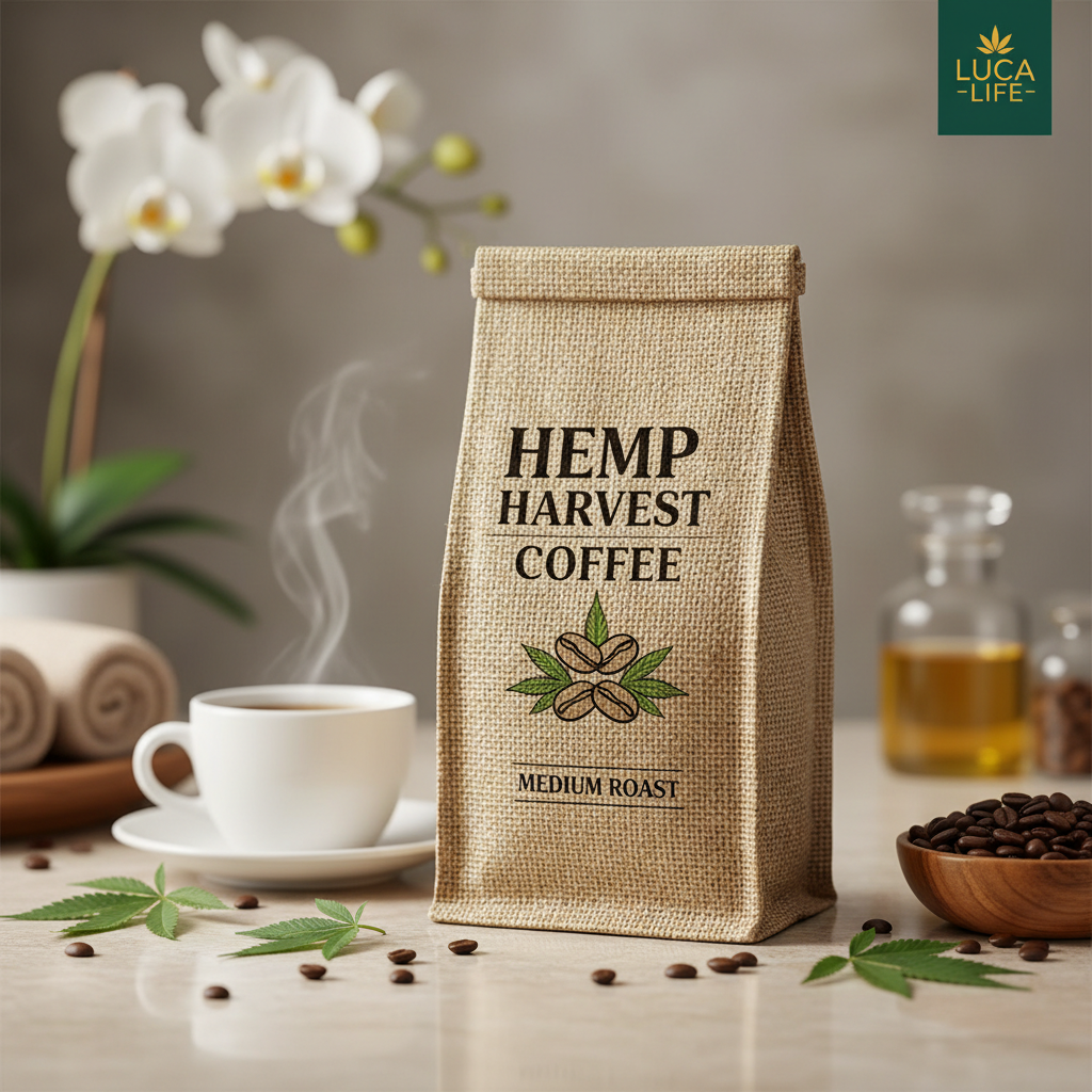 Hemp Harvest Coffee with Logo